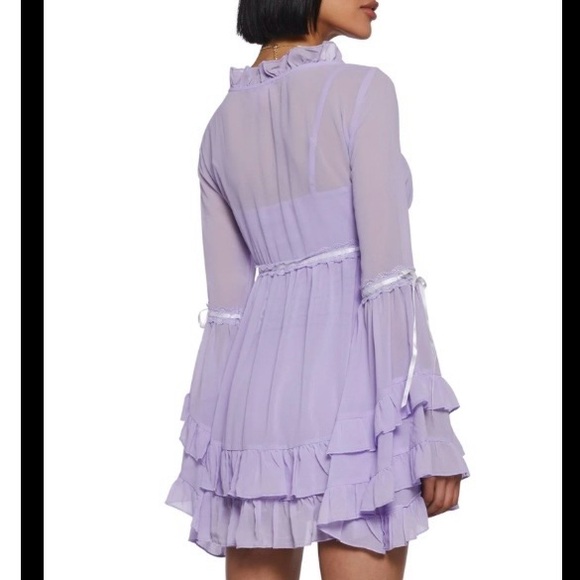 dolls kill sugar thrillz real divinity mini dress light purple - Picture 4 of 15